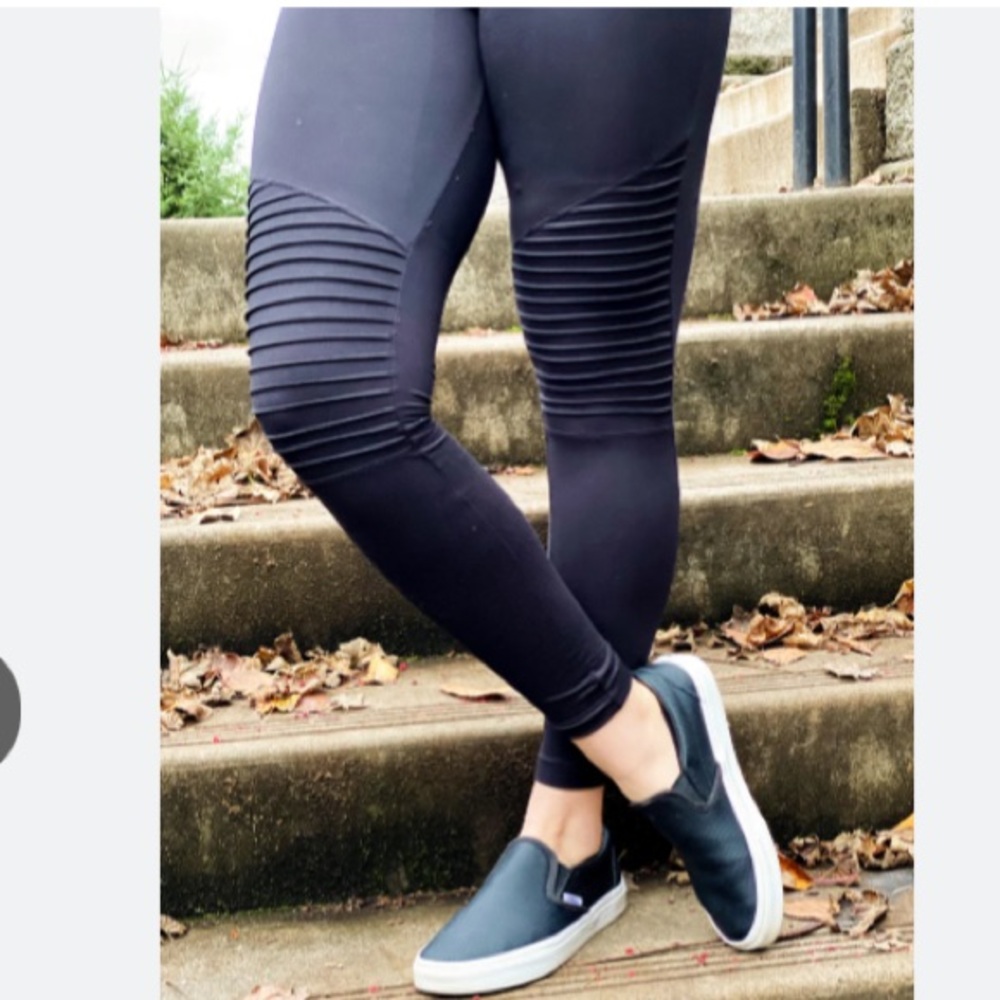Nwot Z by ZELLA Black MOTO PANELED OUTSPACE Full Length Yoga Leggings Sz Small